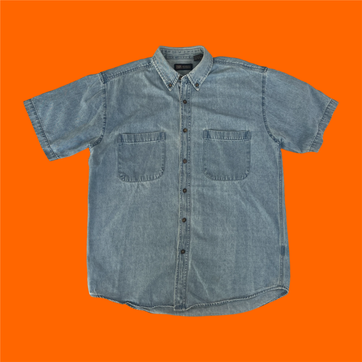vintage boxy 2000s denim short sleeve shirt