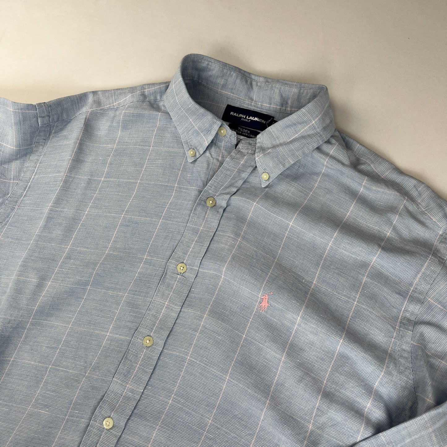 Ralph Lauren vintage blue & pink checked silk shirt