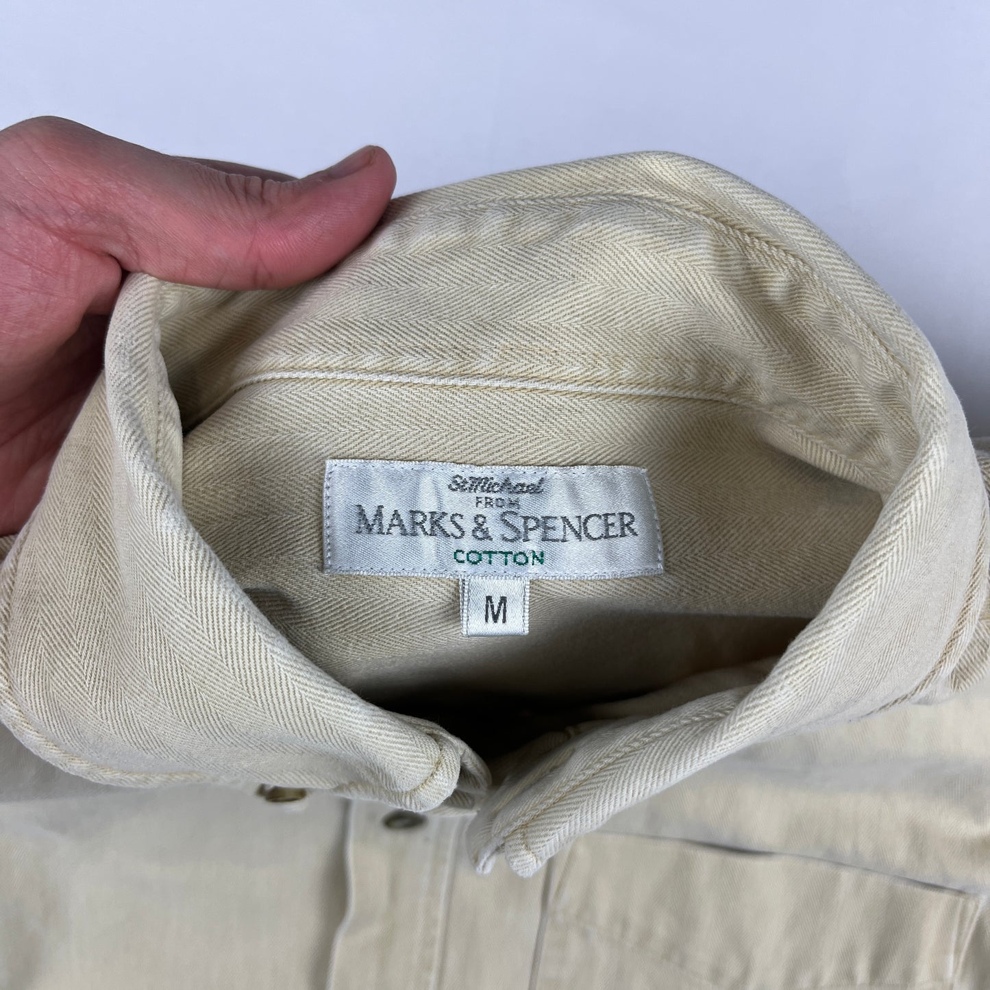 beige vintage oversized button down shirt
