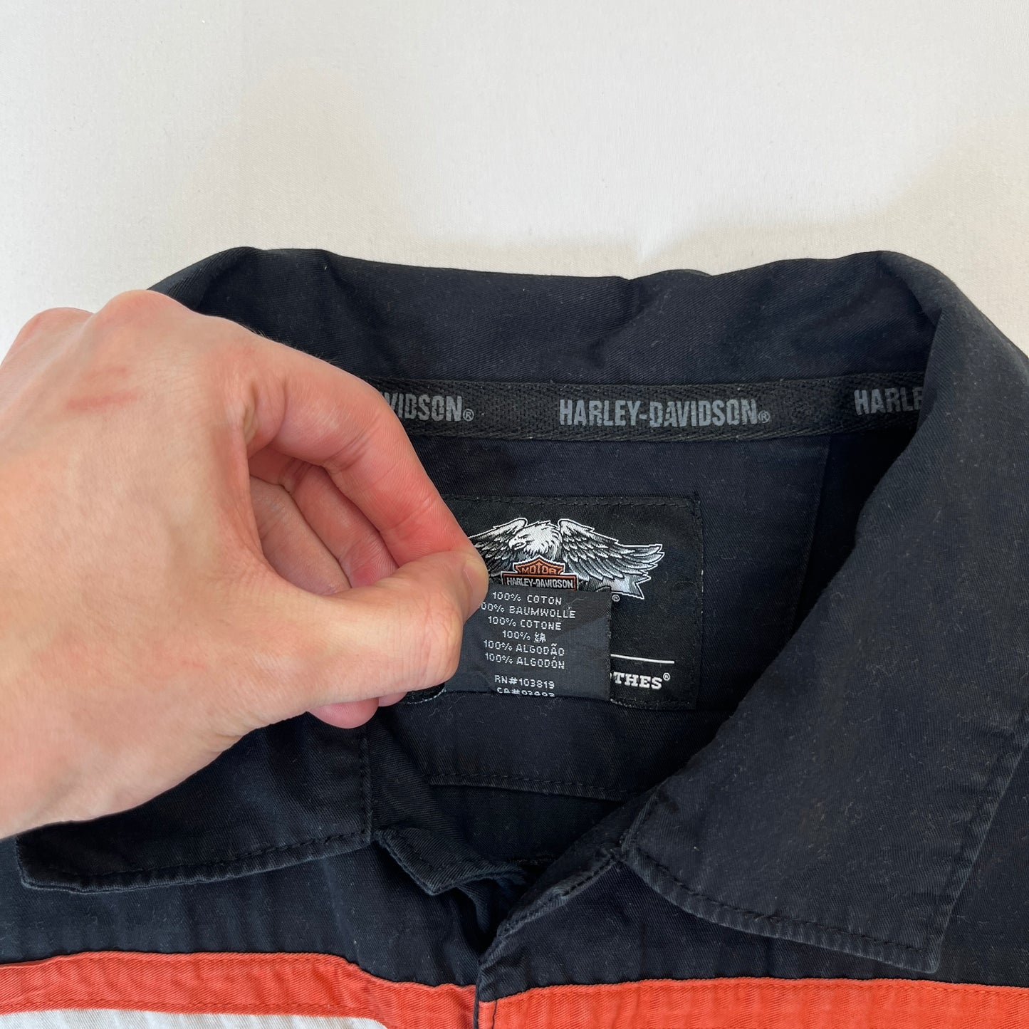 Harley Davidson vintage boxy black & orange shirt