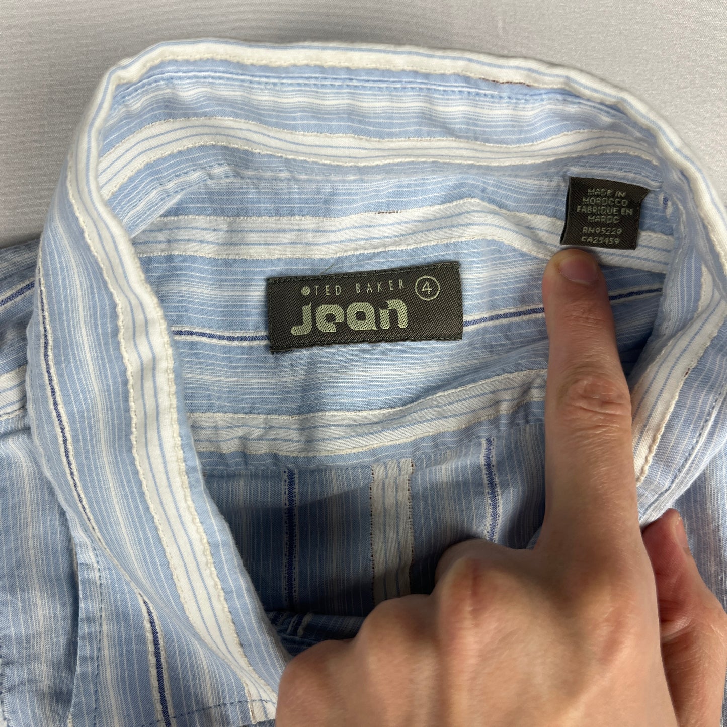 ted baker y2k blue frilly textured shirt