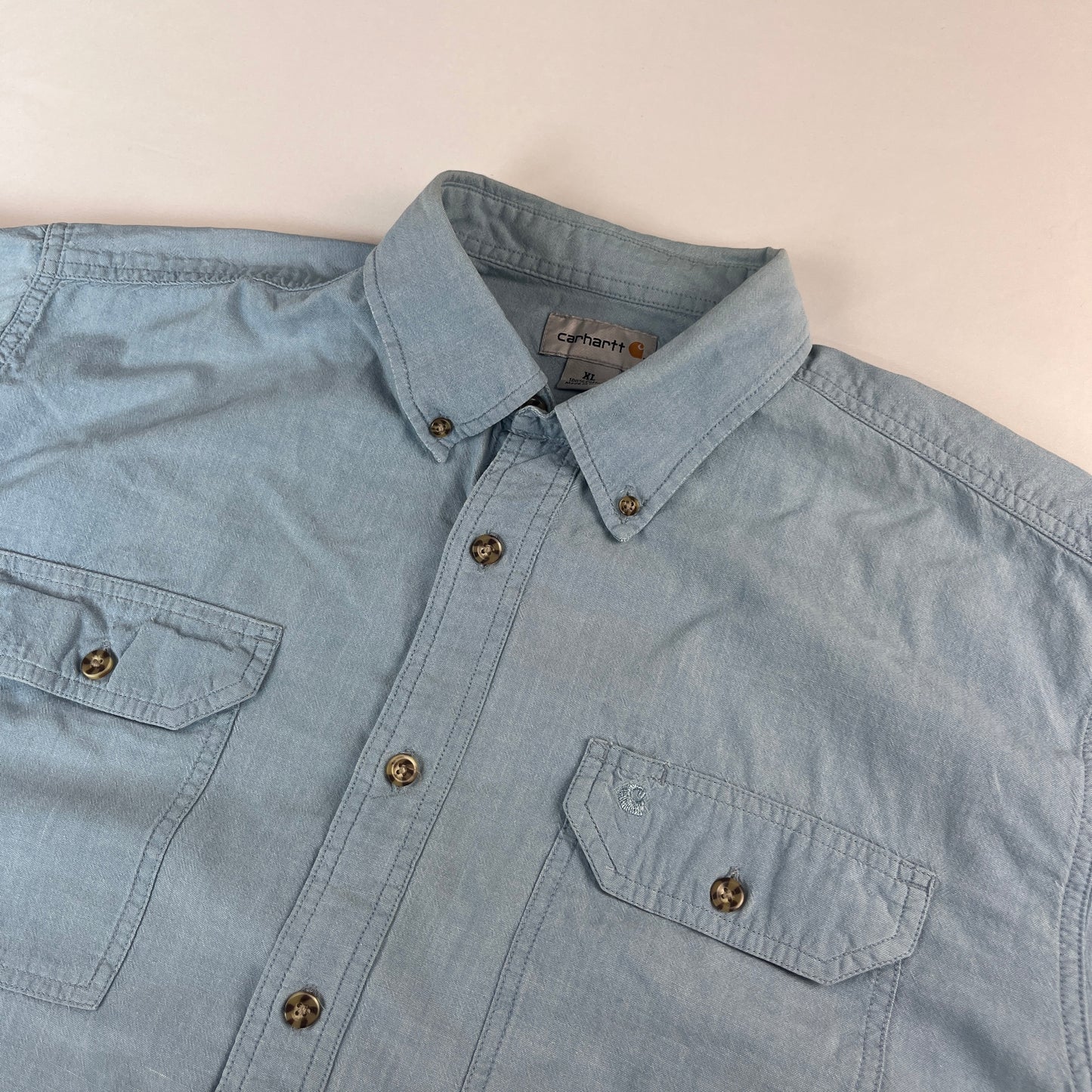 carhartt vintage short sleeve blue shirt