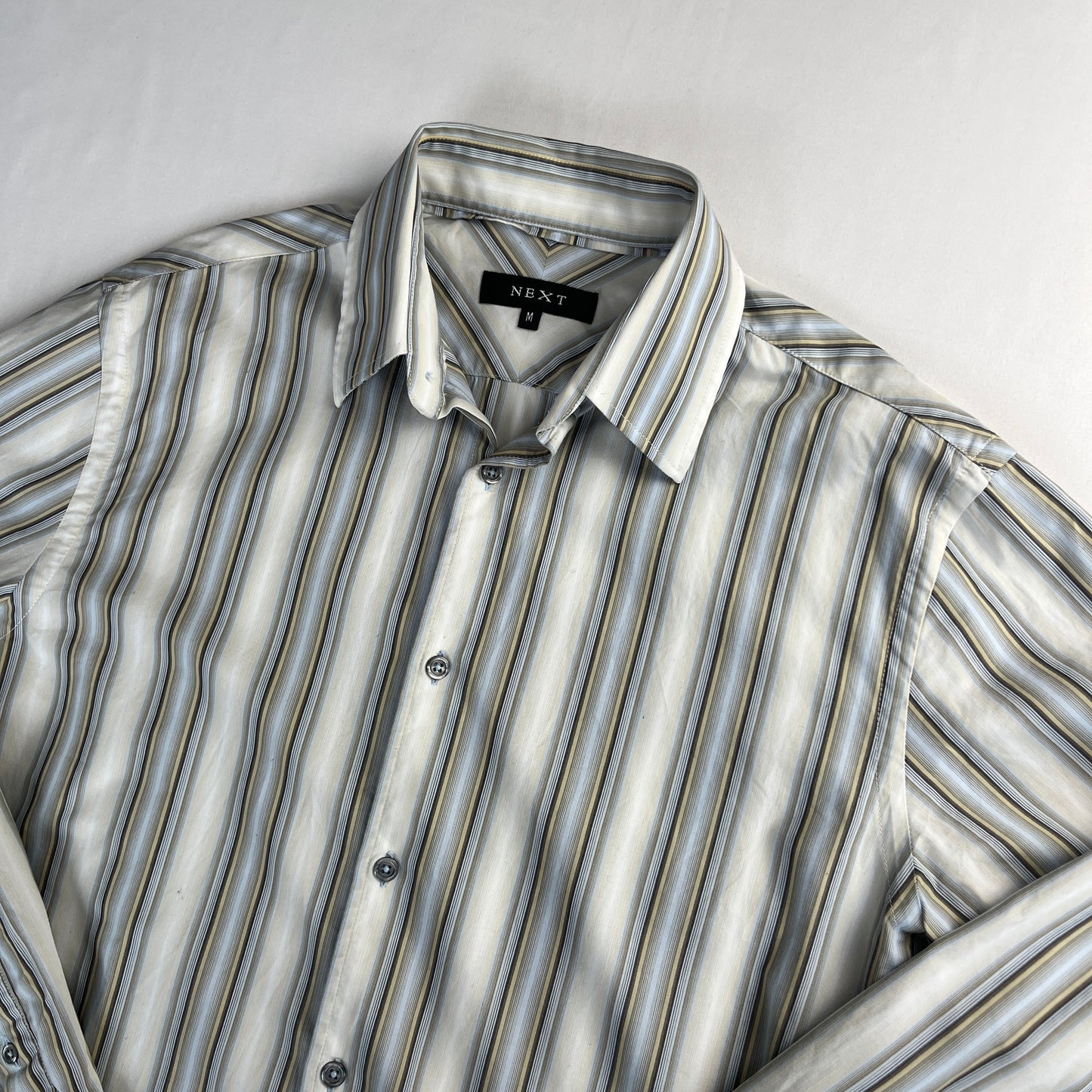 2000s next striped white & blue shirt