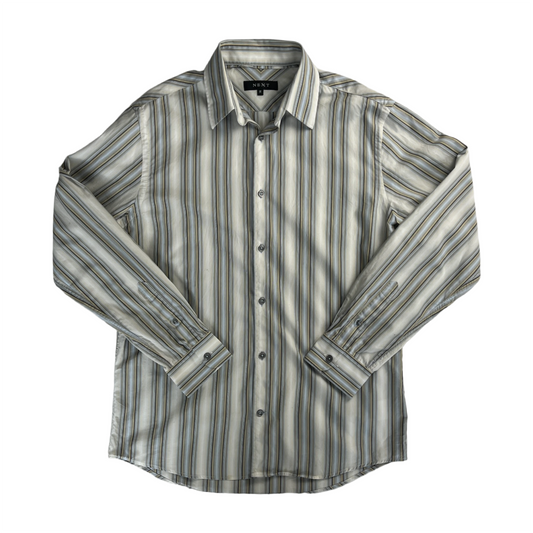 2000s next striped white & blue shirt