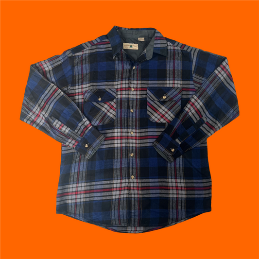 vintage checked oversized blue flannel shirt