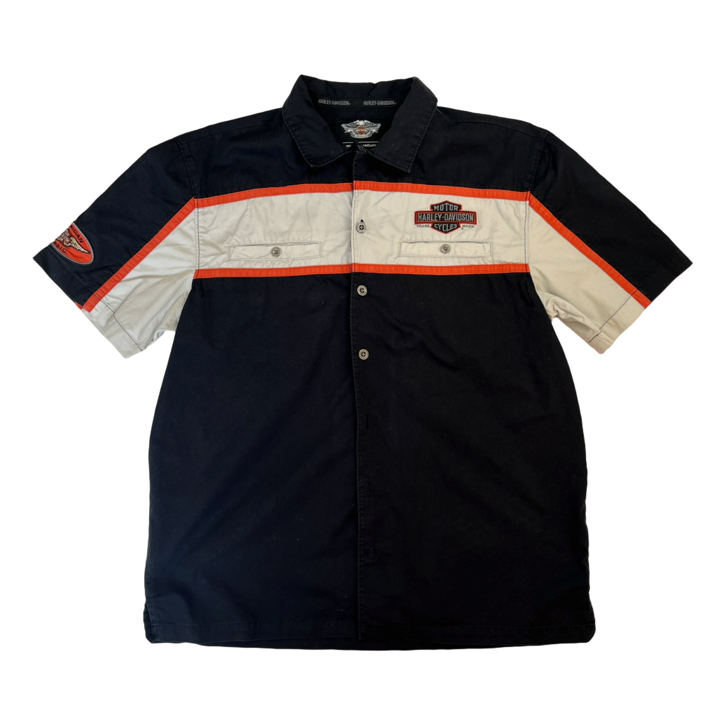 Harley Davidson vintage boxy black & orange shirt