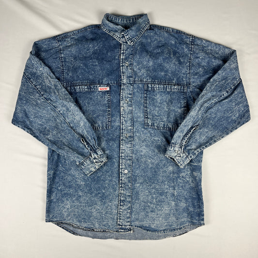 denim acid wash oversized denim shirt