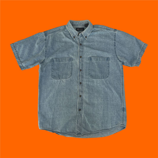 vintage boxy 2000s denim short sleeve shirt