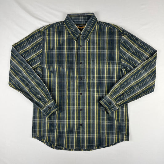 wrangler checked navy shirt