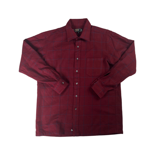 vintage burgundy checked flannel shirt
