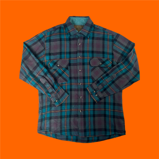 vintage 80s checked purple flannel shirt